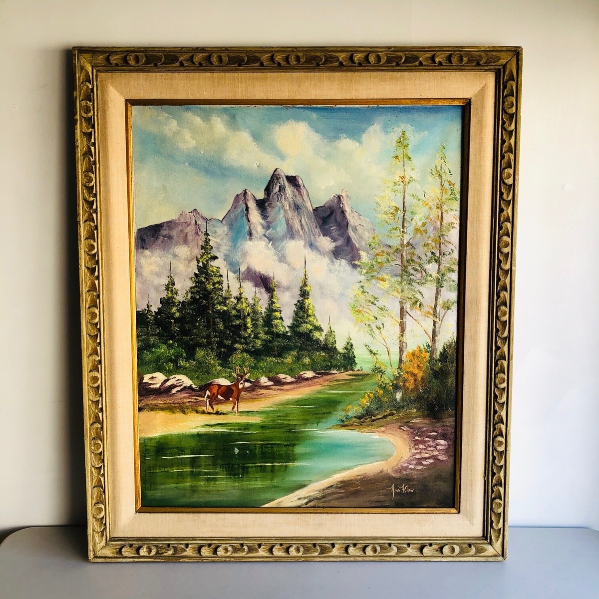 １９世紀A. Carruthers Gould 風景油彩画　証明書付き　縦 19世紀A. Carruthers Gould 風景油彩画 証明書付き 縦