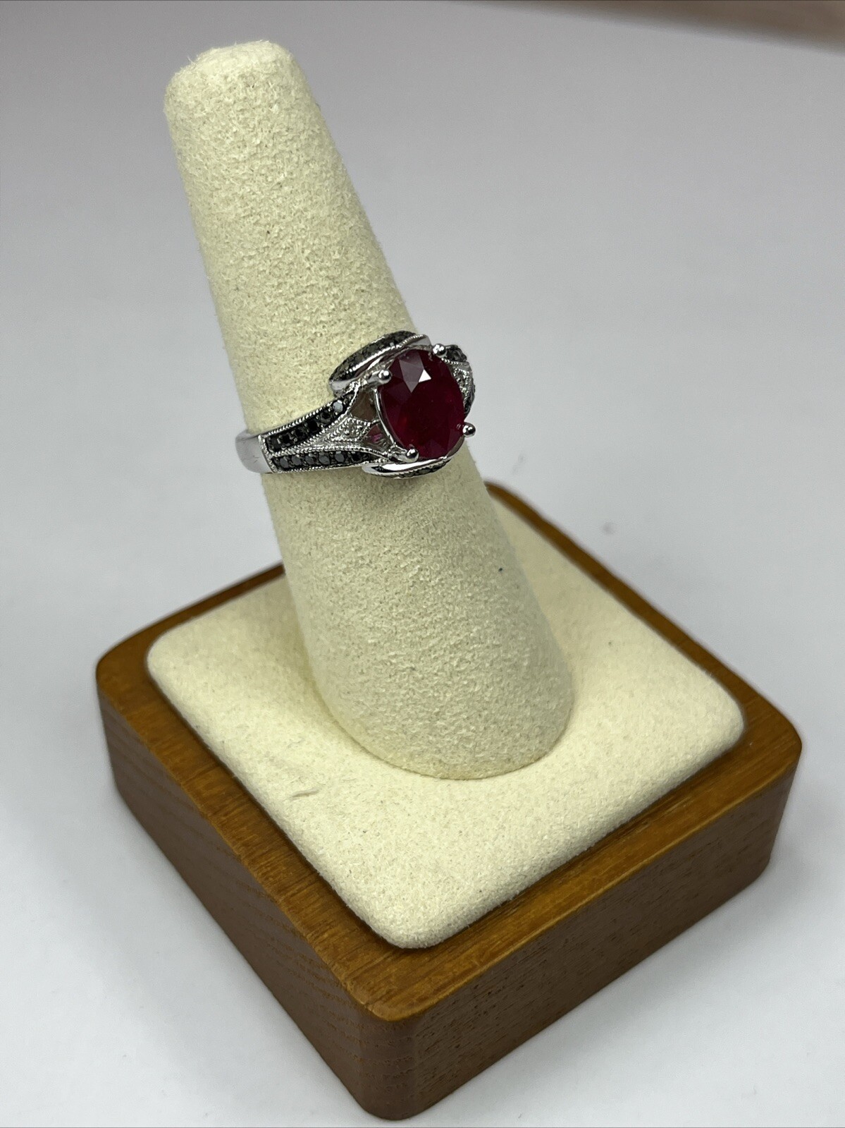 Simulated Red Ruby Ring 925 Sterling Silver Size 7 - image 2