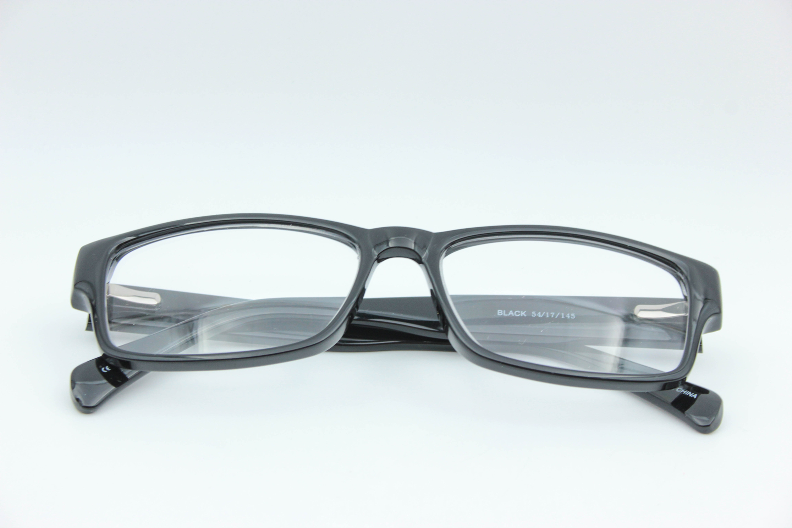 Modern Optical Slick Black Rectangle Eyeglasses Frames 54-17-145