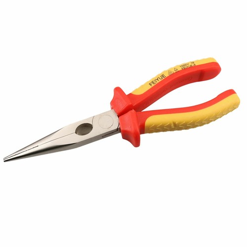 VDE Soft Grip Insulated Electrical Electricians Straight Long Nose Pliers 200mm - Picture 2 of 3