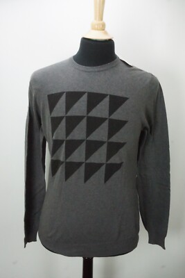 Eidos Gray Black Patterned Crewneck Cashmere Blend Sweater Sz M BRAND NEW