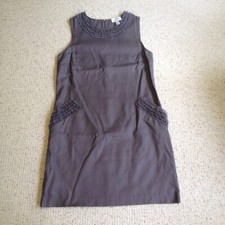 Women’s Ann Taylor LOFT Sheath Dress Gray Ruffle Trim Zipper Sleeveless size 8
