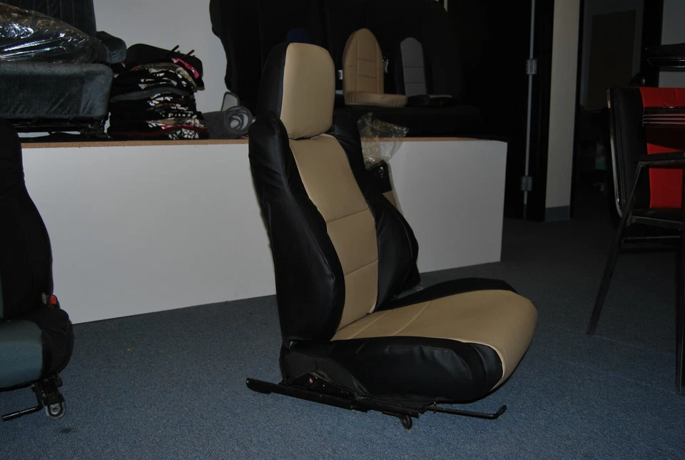 para HONDA CIVIC 1987-91 IGGEE S. CUERO AJUSTE PERSONALIZADO 2 FUNDAS ASIENTO DELANTERO 13 COLORES Foto 2 de 4