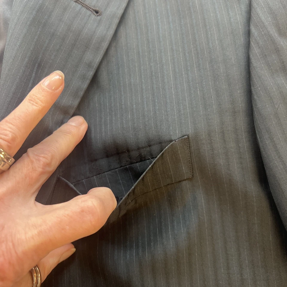 Blazer Ferrecci esporte tamanho 42 casaco masculino listra cinza mangas com 4 botões - Imagem 4 de 4