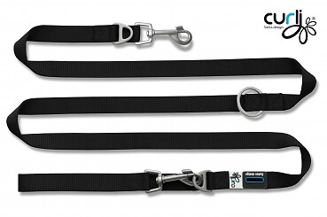 Curli verstellbare Leine Nylon | 200x 2cm schwarz Hund