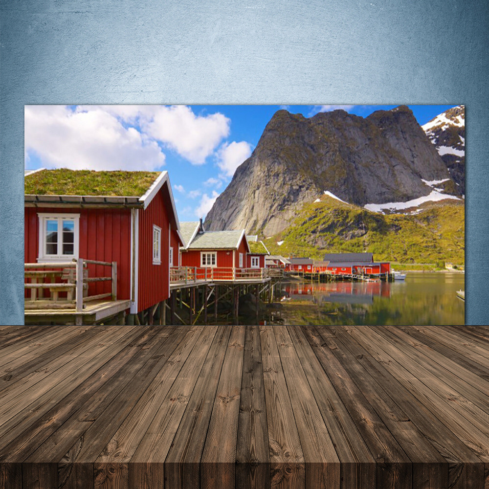 Fond de hotte en verre 140x70cm paysage de montagne pour cuisine ouverte