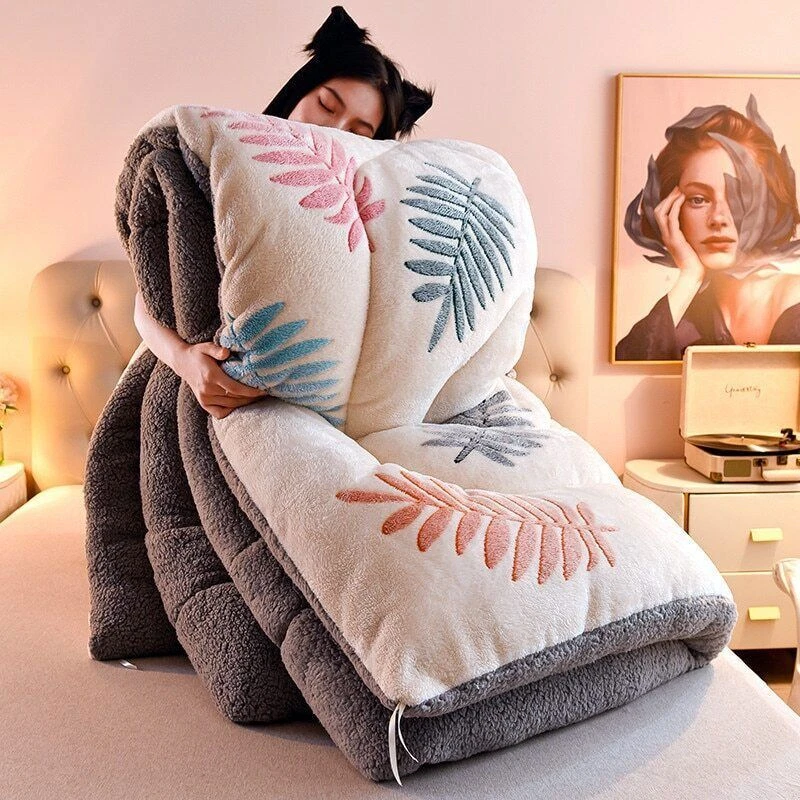 Winter Fleece Warm Comforter Double Side Thick Blanket Duvet