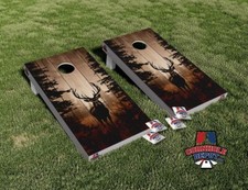 Buck Deer Forest Cornhole Board Vinyl Wrap Skins Laminated Sticker Set Decal
