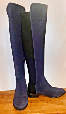Clarks Womens Caddy Belle Dark Navy Blue Suede Over Knee Boots UK
