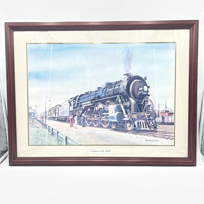 Vintage 1982 Gil Reid Kaiser der Straße NYCRR BIG 4 HUDSON GERAHMTER DRUCK 28''X21''