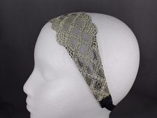 Cream Gold Black 2.5" wide stretch Lace headband hair band accessory