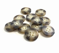 12 Buttons Mottled Swirl Brown Cream Plastic 4-Hole Sew Sewing 20 mm #BR52