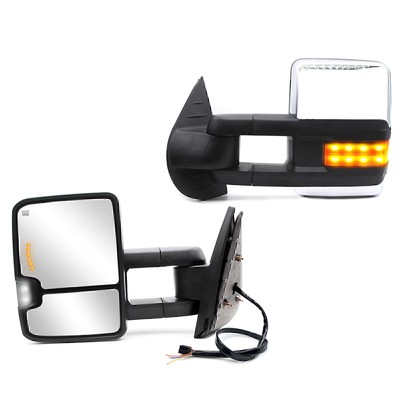 Pair Tow Mirrors Power Arrow Signal Fits 07-13 GMC Sierra 1500 2500 3500 Chrome