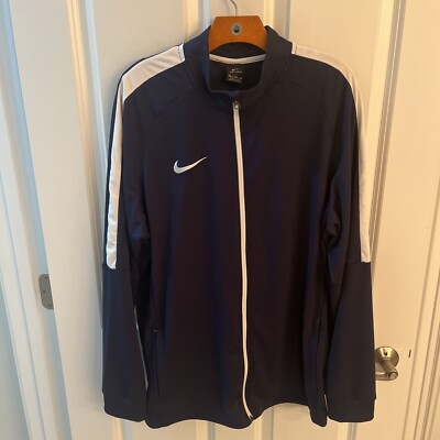 Nike Men Extra Extra Large XXL 2XL Full Zip Track Jacket Blue White Dri Fit