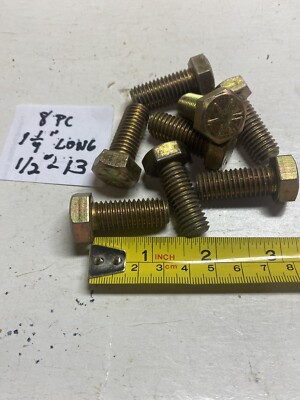 8 Pc 1/2''-13  - 1-1/4  Long Hex  Head Bolts Screws New Old Stock