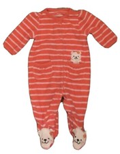 Carters Girls One Piece Newborn Excellent Used Condition Striped Bears Pink Snap