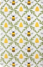 Vinyl Flannel Back Non Fitted Tablecloth,52"x72"Oblong, HONEY BEES,Market Square