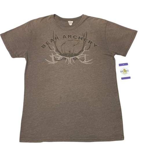 Bear Archery Mens L Brown TShirt Antler Logo Graphic Print Outdoors Hunting