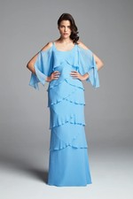 NWT Alexander by Daymor 371 MOB Mother of the Bride Layered Chiffon Blue sz 12