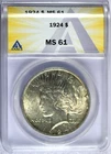 1924 ANACS MS61 Top 50 VAM1A2 Bar D Peace Silver Dollar Attributed by VSS