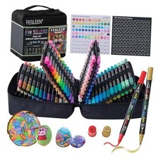 Acrylic Paint Markers,Dual Tip Acrylic Marker Set With Fine Tip and 120 Colors