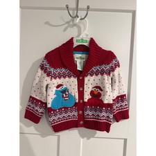 Sesame Street Elmo Cookie Monster Christmas Sweater Cardigan 18M viral TikTok