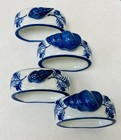 New ListingSea Shell Seashell Porcelain Napkin Rings Set of 4 Blue and White