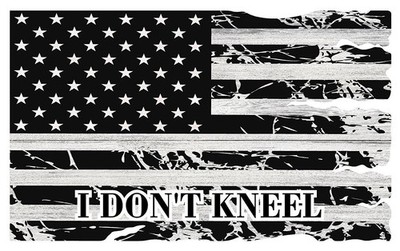 I Don't Kneel Patriotic American Flag Metal Sign Black & White 24x15 inches