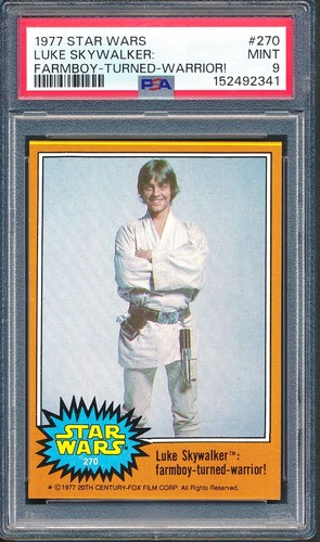1977 Topps Star Wars #270 Luke Skywalker: farmboy-turned-warrior!