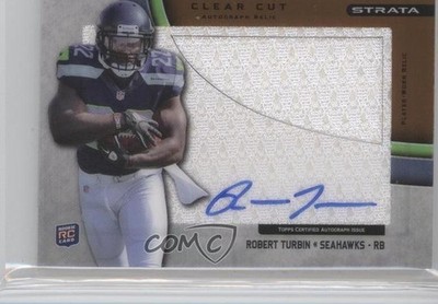 2012 Topps Strata Clear Cut Rookie Relics Bronze /150 Robert Turbin Auto RC 0a1