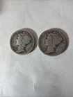 1916-S 1917-S Mercury Dimes Good-VG Condition 90% Silver Free Shipping