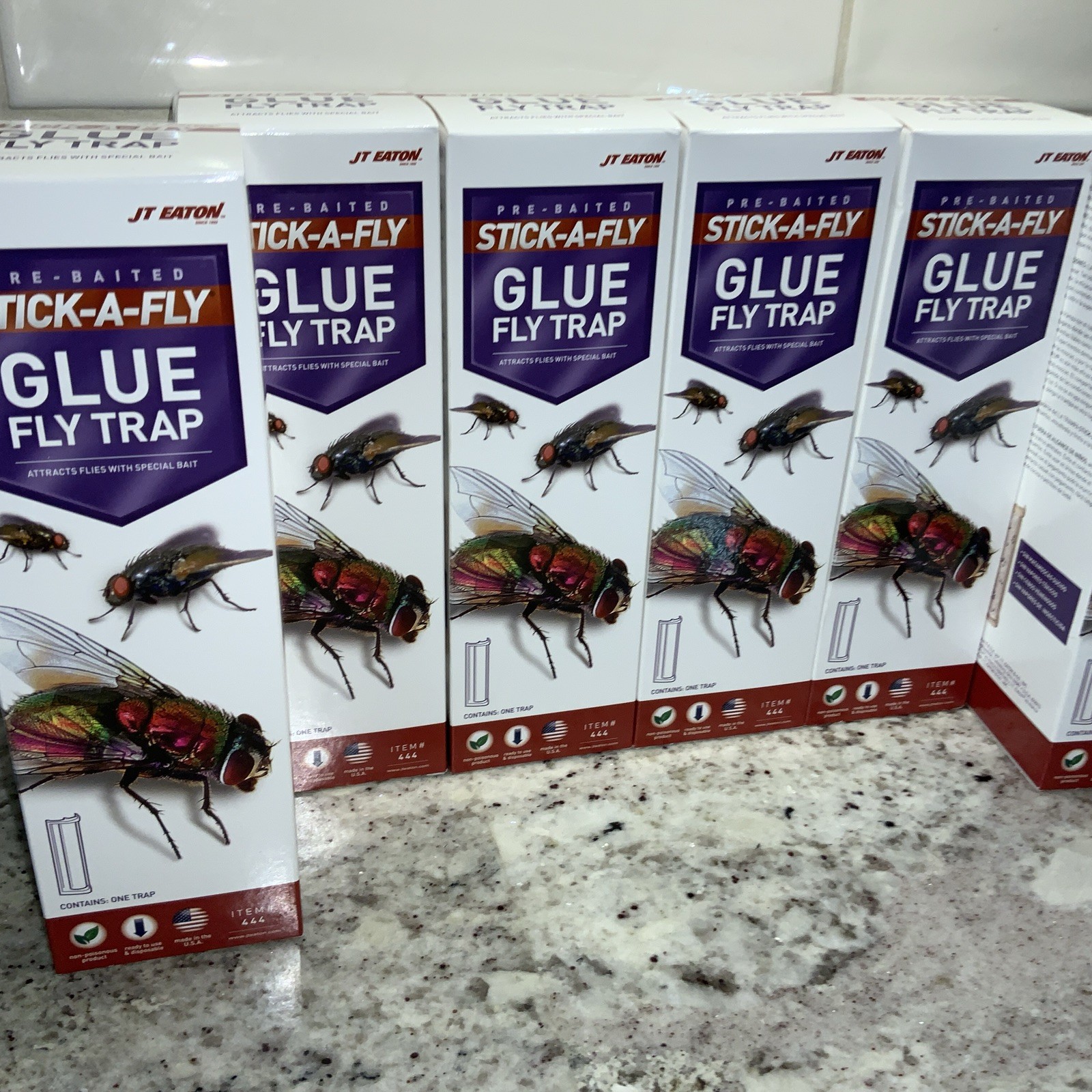 LOT OF 7 - Jt Eaton Pre-Baited Stick-A-Fly Glue 1 Fly Trap Attracting Flies/Gnat