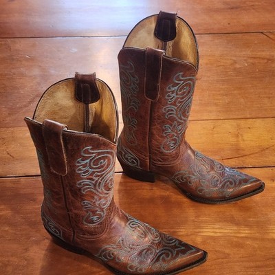 Yippee Ki Yay Old Gringo Womens 8B Brown Leather Turquoise Stitching Boots