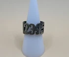 Vintage 925 Sterling Silver Numbers Band Ring  / Size 8.75
