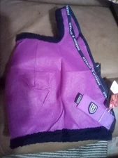 Harrison Howard Equestrian Full Fly Mask  Purple Mesh Blue Fleece Trim Sz. Large