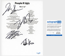 'People R Ugly' Full Band Signed Lyric Sheet 'Zak, Bill, Julian, Tristan' ACOA