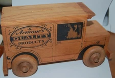 Wooden Coin Bank Promoting Armour Products, Vintage, Good