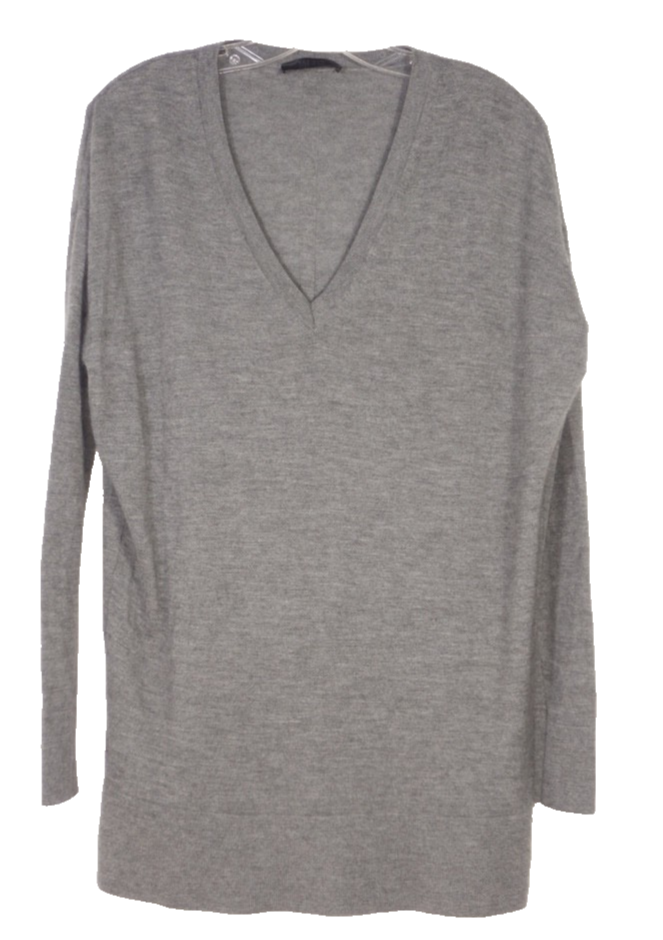 The Row Grey Cashmere Silk Amherst V-Neck Sweater XS