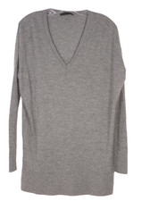 The Row Grey Cashmere Silk Amherst V-Neck Sweater XS