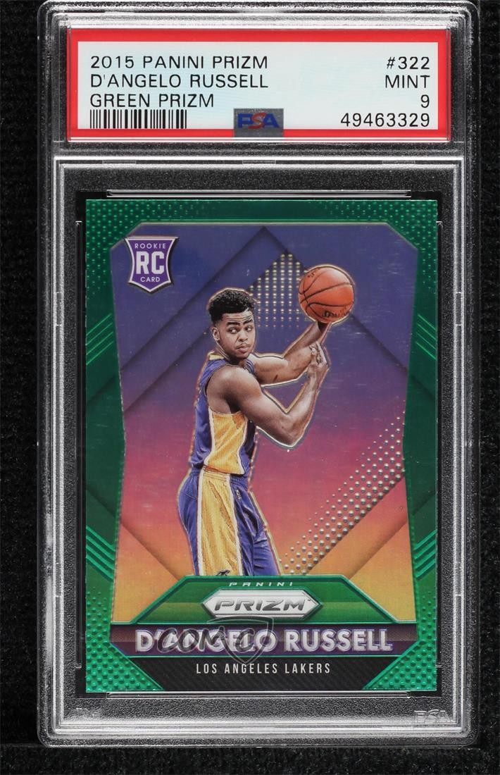 2015-16 Panini Prizm Rookies Green Prizm D'Angelo Russell #322 PSA 9 MINT 11jf
