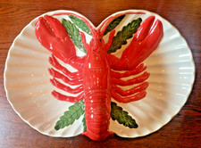 Vintage MCM Holland Mold Ceramic Lobster Divided Serving Dish, Platter