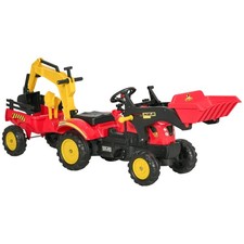 3 in1 Kids Ride On Excavator/Bulldozer,Pedal Car Digger Toy Move Forward/Ba