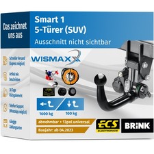 ANHÄNGERKUPPLUNG für Smart 1 ab 23 vert. abnehmbar BRINK +13pol E-Satz ABE