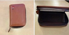 Brown Zip-Around Credit Card Folding Wallet for Women