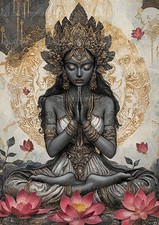 Black Tara Tibetan Goddess Protection Compassion Mythology Wall Art Print AH60
