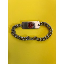 Vintage Medical Alert Bracelet Stainless Steel Red Star of Life 1970s-90s