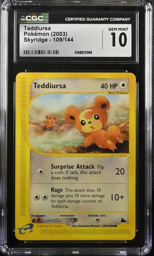 CGC 10 GEM MINT Teddiursa 109/144 Pokemon 2003 Skyridge - Cute AF!
