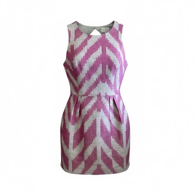 Nomad Morgan Carper Dress Women Large Pink Silk Ikat Cutout Designer Chic Boho