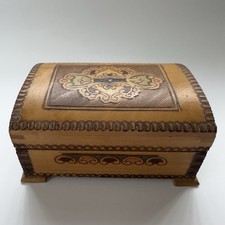 Handmade Wooden Trinket Box Hinged Approximately 13 x 5 x 9.5cm