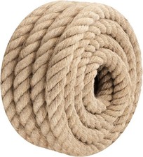 Jute Rope Heavy Duty - 1inch 25ft Thick Natural Twisted Manila Hemp Ropes Indoor